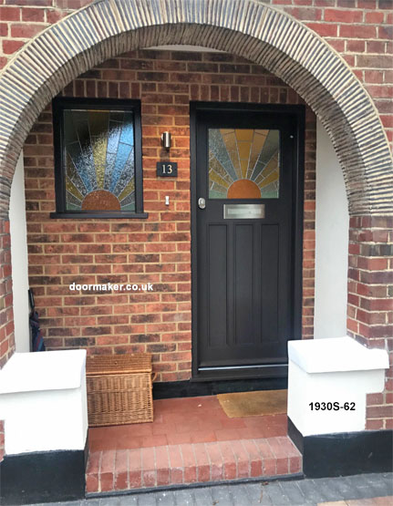 1930s style door with sunrise glass